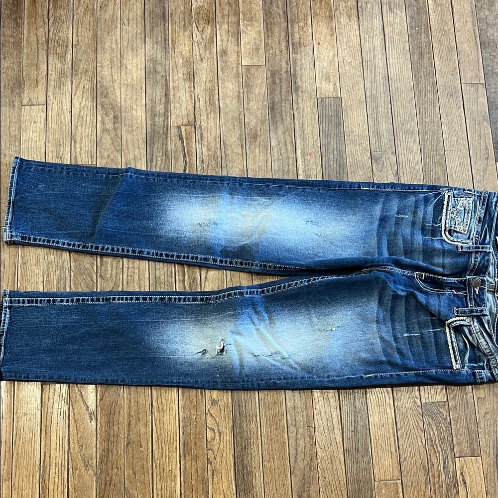 Vigoss Woman’s  Dark Blue Faded Skinny Jeans with Distress